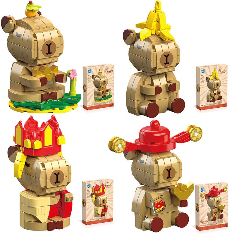 Drill Horse Children'S Diy Assembled Small Particle Building Blocks To Make Money And Treasure Capibala 3D Cartoon Creative Building Blocks Toys - Image 3